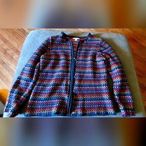 Coldwater Creek bright stripe threaded zip-up sweater jacket